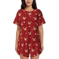 thumbnail image 1 of Xecao Christmas Deer B Pattern Women's Short Sleeve Pajama Set Soft Sleepwear Lounge Set with Button Front Top and Drawstring Shorts with Pockets-XX-Large, 1 of 6