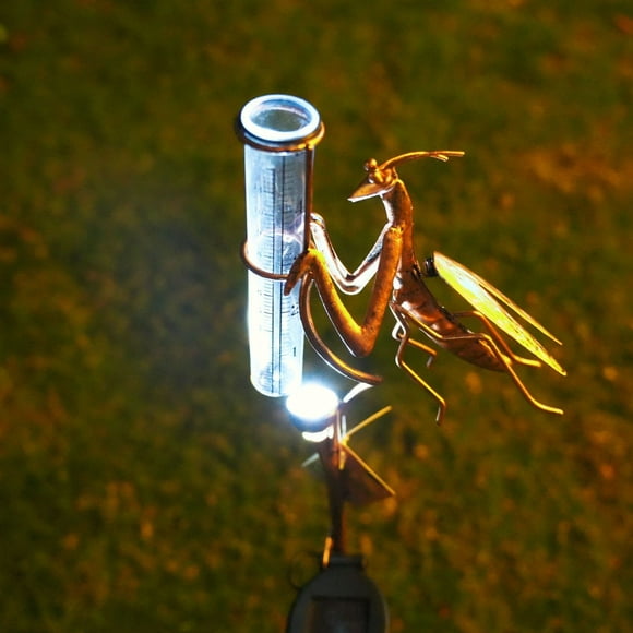 Rbaofujie Outdoor Rain Gauge 2 In 1 Solar Outdoor Rain Gauge Light Garden Decorative Tube Multi-functional Decorative Rain Gauge Shape Garden Rain Gauge