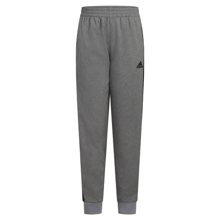 adidas Chi Heather Tricot Joggers (Toddler/FLittle Kids) (Boys, Charcoal Grey, 4 Little Kids, One Size)