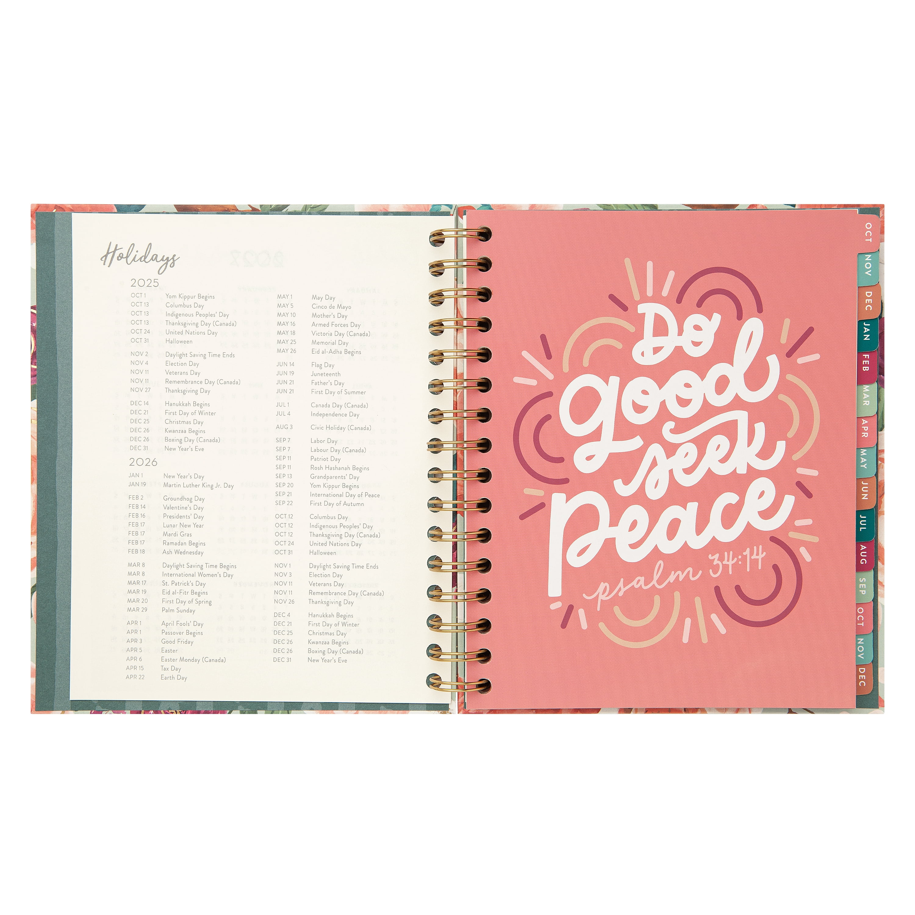 Mintgreen Monthly Weekly Medium (7.25"x 8.75") Sage Floral Scripture 15 Month Oct 2025-Dec 2026
