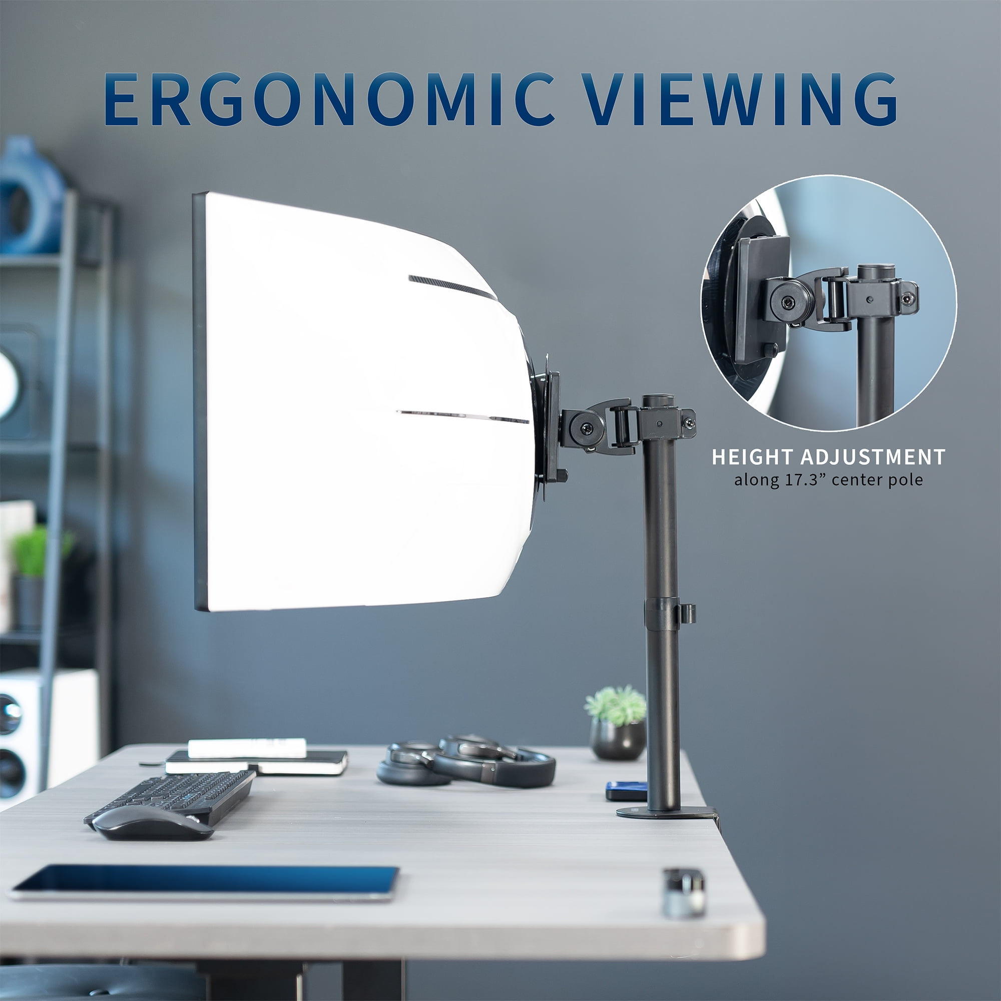 VIVO Single Ultrawide Monitor Desk Mount, Adjustable Stand for Screens up to 49"