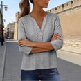 thumbnail image 6 of Womens Eyelet Embroidery Short Sleeve Tops，Womens-Plus-Size-Summer-Tops Roll Short Sleeve Blouse Outfits Beach Vacation Clothes Summer Spring Curved Hem Long Sleeve T Shirts, 6 of 9