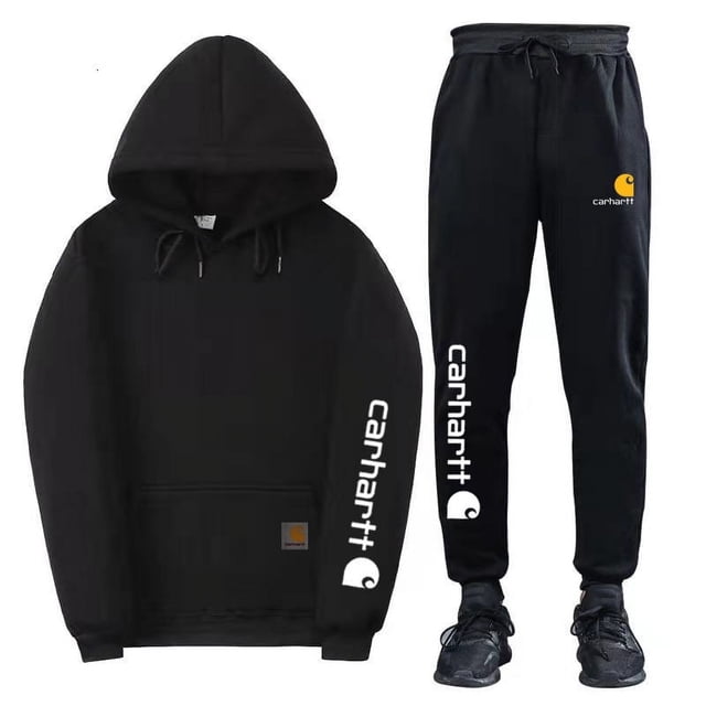 New Carhartt Mango Letter Hoodie with Fleece Lining, Unisex Set