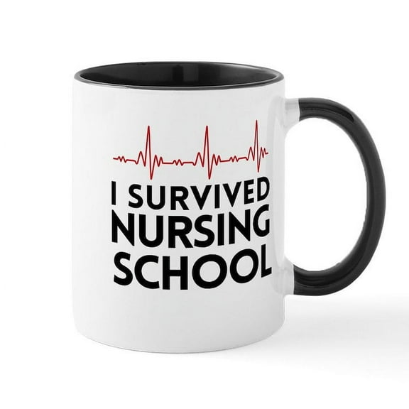 CafePress - I Survived Nursing School Mugs - 11 oz Ceramic Mug - Novelty Coffee Tea Cup