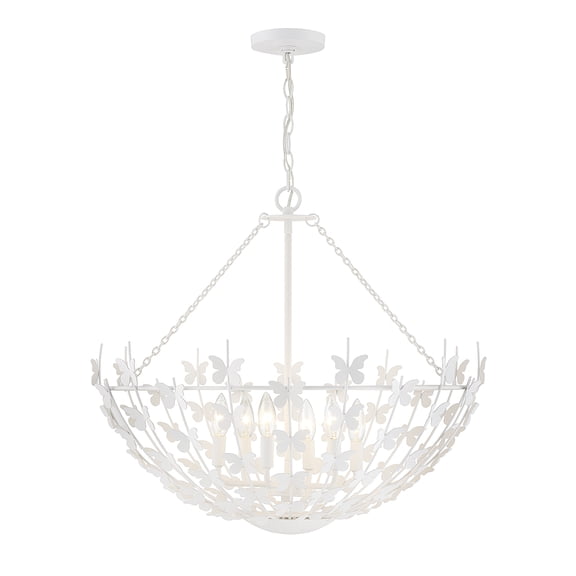 Bisque White Six Light Pendant from the Birch Collection