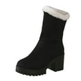 thumbnail image 1 of Wyzesi Fall Boots Ladies Fashion Winter Warm Solid Suede Thick High Heel Boots, 1 of 7