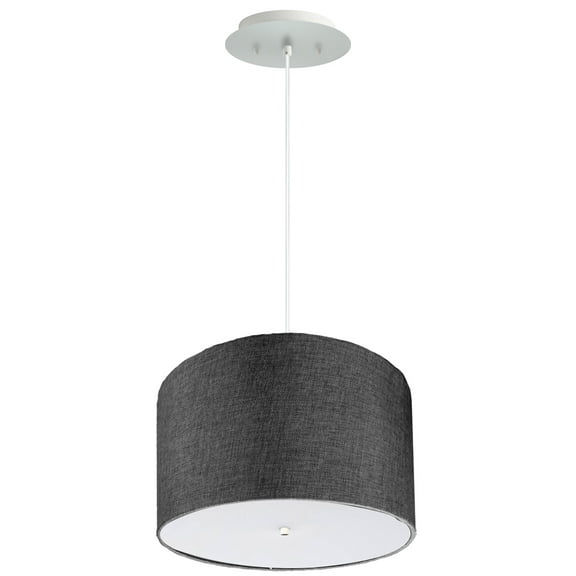 16" W 2 Light Pendant Granite Gray Shade with Diffuser, White Cord