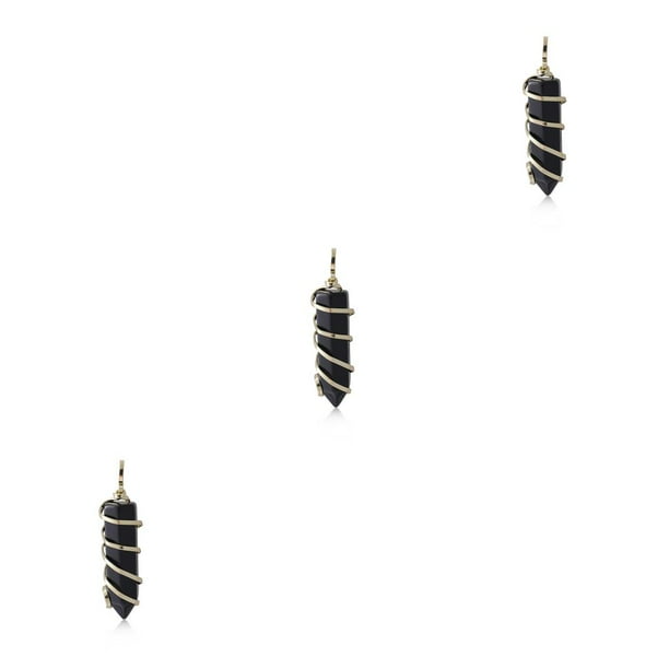Alambre envuelto Qarigey encanto hombres joyería hallazgos colgante cristal Negro Type1 NO1