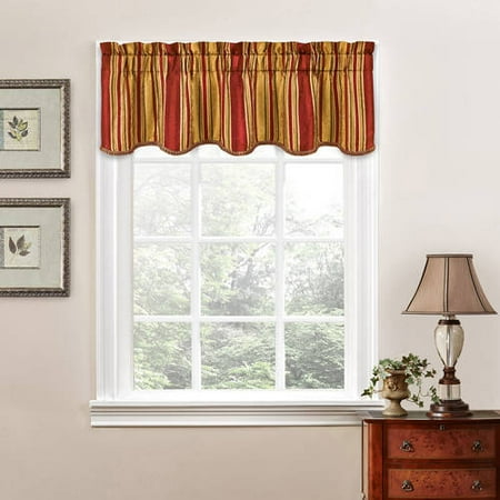 Traditions by Waverly Stripe Ensemble Scalloped Window Valance