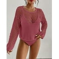 thumbnail image 5 of Bsubseach Bathing Suit Cover Up for Women Hollow Out Crochet Tops Round Neck Beach Coverups, 5 of 5