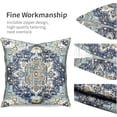 thumbnail image 2 of Boho Throw Pillow Covers Vintage Blue Yellow Pattern Bohemian Style with Floral Square Pillowcase Linen Cushion Cover Farmhouse Decorative Pillowcase for Sofa Sofa Bedroom Pack of 2 18 x 18 Inch, 2 of 6
