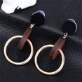 thumbnail image 4 of Pendientes redondos geométricos de madera para mujer, aretes antialérgicos con forma de gota, 4 of 5