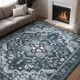 thumbnail image 3 of 8x10 Area Rugs Machine Washable, Dark Navy Blue Carpet for Living Room, Oriental Indoor Area Rug Low Pile, Large Soft Thick Carpets Non Slip, Farmhouse Vintage Rug for Bedroom Dining Room, 3 of 5