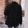 thumbnail image 4 of IROINNID Shirts for Women Long Sleeve Casual Button Down Loose Fit Pleated Blouse with Pocket,Black, 4 of 6