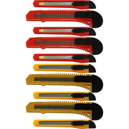 

10 Heavy Duty Box Cutters Openers Utility Knives with Snap off Blades (Variety Knife Set)