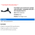 thumbnail image 2 of Front Right Lower Control Arm and Ball Joint Assembly - Compatible with 2007 - 2012 Hyundai Santa Fe 2008 2009 2010 2011, 2 of 2