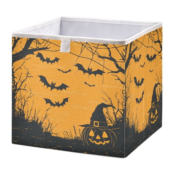 Foldable Fabric Storage Bin Home Cubes Clothing Organizer Bins Large Collapsible Box Basket for Home Organizer Halloween Themed Bat Pattern