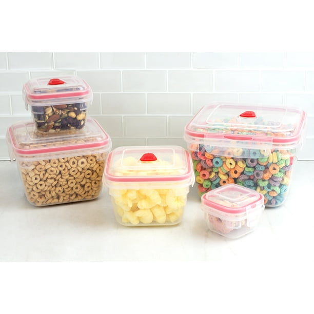 10 Piece Locking Square Plastic Food Storage Containers with Ventilated ...