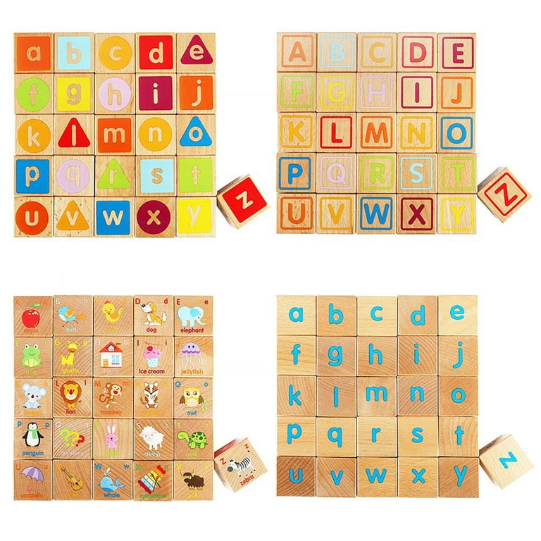 Alphabet Letter Blocks Montessori Toys Building Blocks for Children Baby  Toddlers , Uppercase 