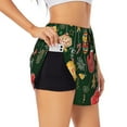 thumbnail image 2 of Bixox Women's Christmas pattern 2 in 1 Running Shorts - Lightweight Athletic Workout Gym Yoga Shorts Liner with Pockets - Medium, 2 of 7