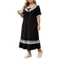 thumbnail image 2 of SELONE Plus Size Nightgowns for Women Long Lace Maxi Pajamas Dress Ruffle Short Sleeve Sleep Dress Daily Sleep Shirt, 2 of 6