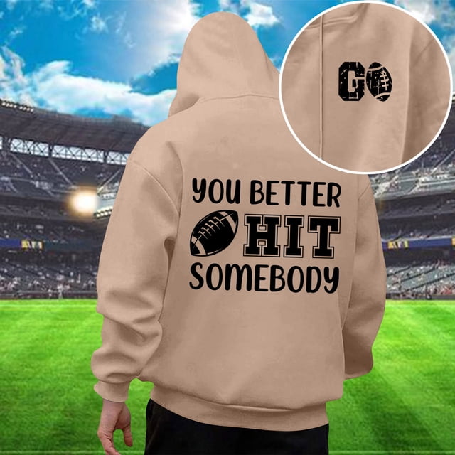 MHFRRA Sudadera con Capucha Informal para Hombre, Estilo Jersey de Fútbol para El Día Del Partido, Holgada, Cómoda y Suave, de Manga Larga, para Otoño E Invierno, para Uso Diario Al Aire Libre Caqui