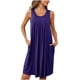 thumbnail image 4 of KIHOUT Vestidos sin mangas para mujer Ofertas de tallas grandes Camisón para mujer con bolsillos Camisas de dormir Ropa de dormir sin mangas Camisón plisado frontal Camisón de cuello redondo, 4 of 7