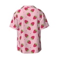 thumbnail image 2 of Xecao offers the Strawberries for Men's Casual Short-sleeved Shirt, a button-up collared shirt with a pocket, perfect for beach vacations and yacht travel in the 3X-Large size., 2 of 7
