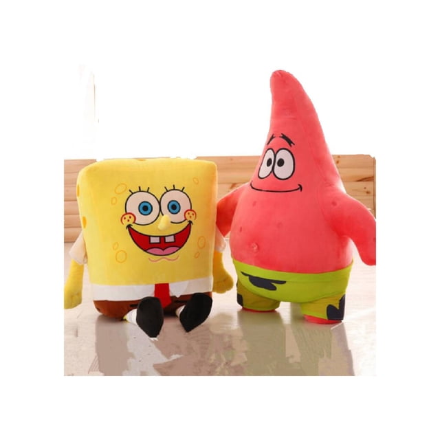 Set de peluches con forma de estrella de Bob Esponja y Patricio, 35 cm, 2 piezas