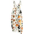 thumbnail image 4 of LINGLANG Halloween Womens Jumpsuit Ghost Pumpkin Print Sleeveless Overalls Tie Shoulder Straps Scoop Neck Loose Cuffed Leg Outfit, 4 of 4