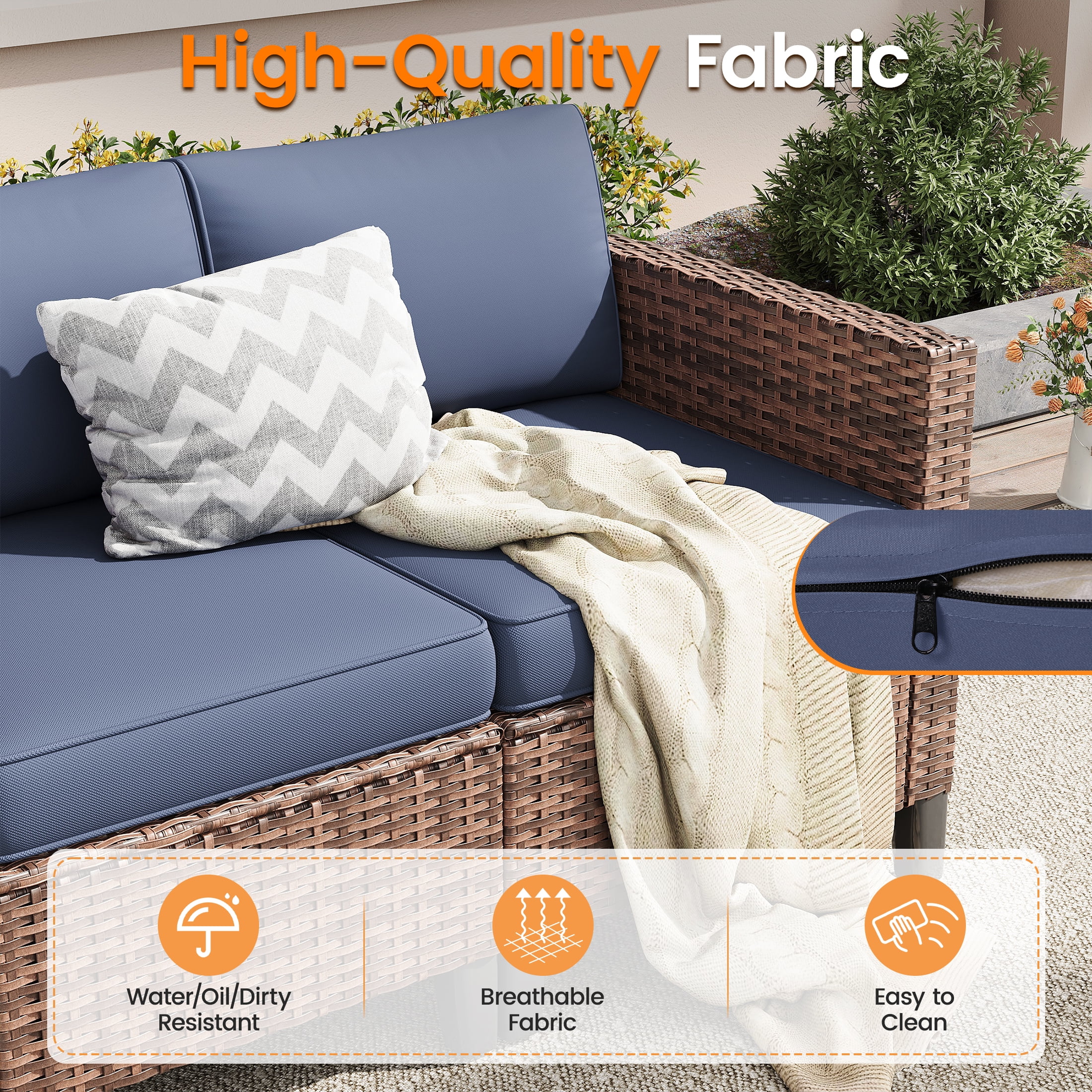 POTEBAN Patio Set, 7 Pieces Outdoor Furniture Sets with Rocking Swivel Chairs, Wicker Rattan, Waterproof Covers for Backyard