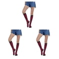 thumbnail image 2 of Qarigey Calcetines a rayas hasta el muslo Estilo simple Juegos deportivos Día de San Valentín para diario Fiesta de Halloween Raya ancha Fushcia Type1 Qarigey CBP338961, 2 of 6