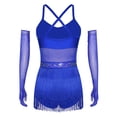 thumbnail image 3 of Moggemol Ensemble de Robe de Danse Latine à Paillettes pour Femmes, Justaucorps, Tango, Salsa, Rumba, Cocktail, Soirée, Bleu Royal, 3 of 6