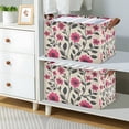 thumbnail image 2 of Yayeee Foldable Storage Basket for Shelves with Handles Waterproof Cloth Bins, Pink Flowers, 2 of 7