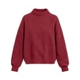thumbnail image 3 of Xdegoge Women's Mock Neck Oversized Sweater Long Sleeve Textured Chunky Knit Pullover Jumper Fall Winter Casual Knitwear, 3 of 8