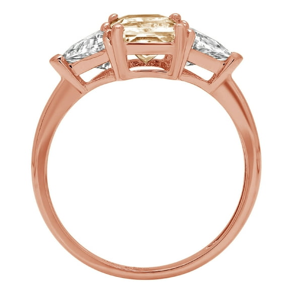 2.82 ct Emerald Cut Natural Morganite Three-Stone Engagement Ring for Women in 18K Rose Gold