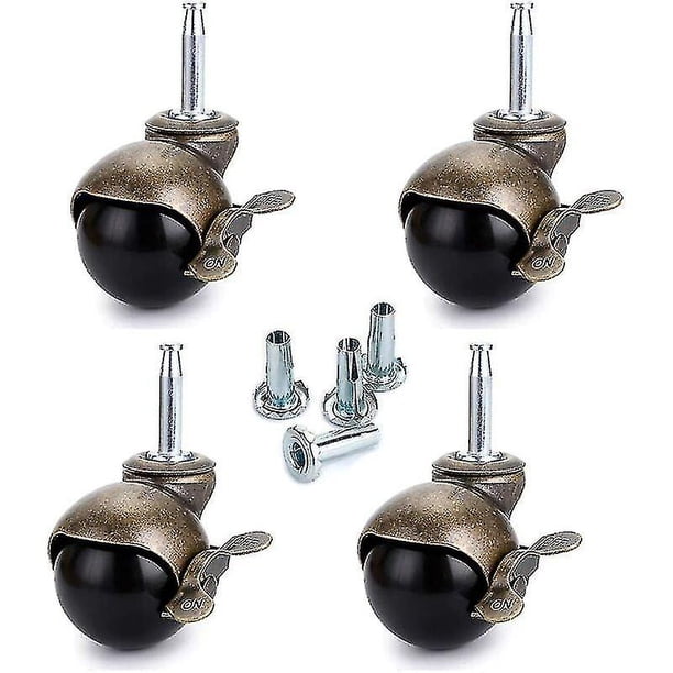 8 Pcs 40mm Stem Swivel Casters, Furniture Caster With Brake, Nylon