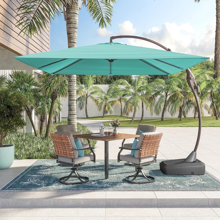 10 ft. sunbrella patio umbrella Grand Patio x SUNBRELLA 10 Ft Square Patio Umbrella Deluxe Curvy Aluminum  Offset Umbrella, Outdoor Cantilever Umbrella w/ Base, Canvas Aruba