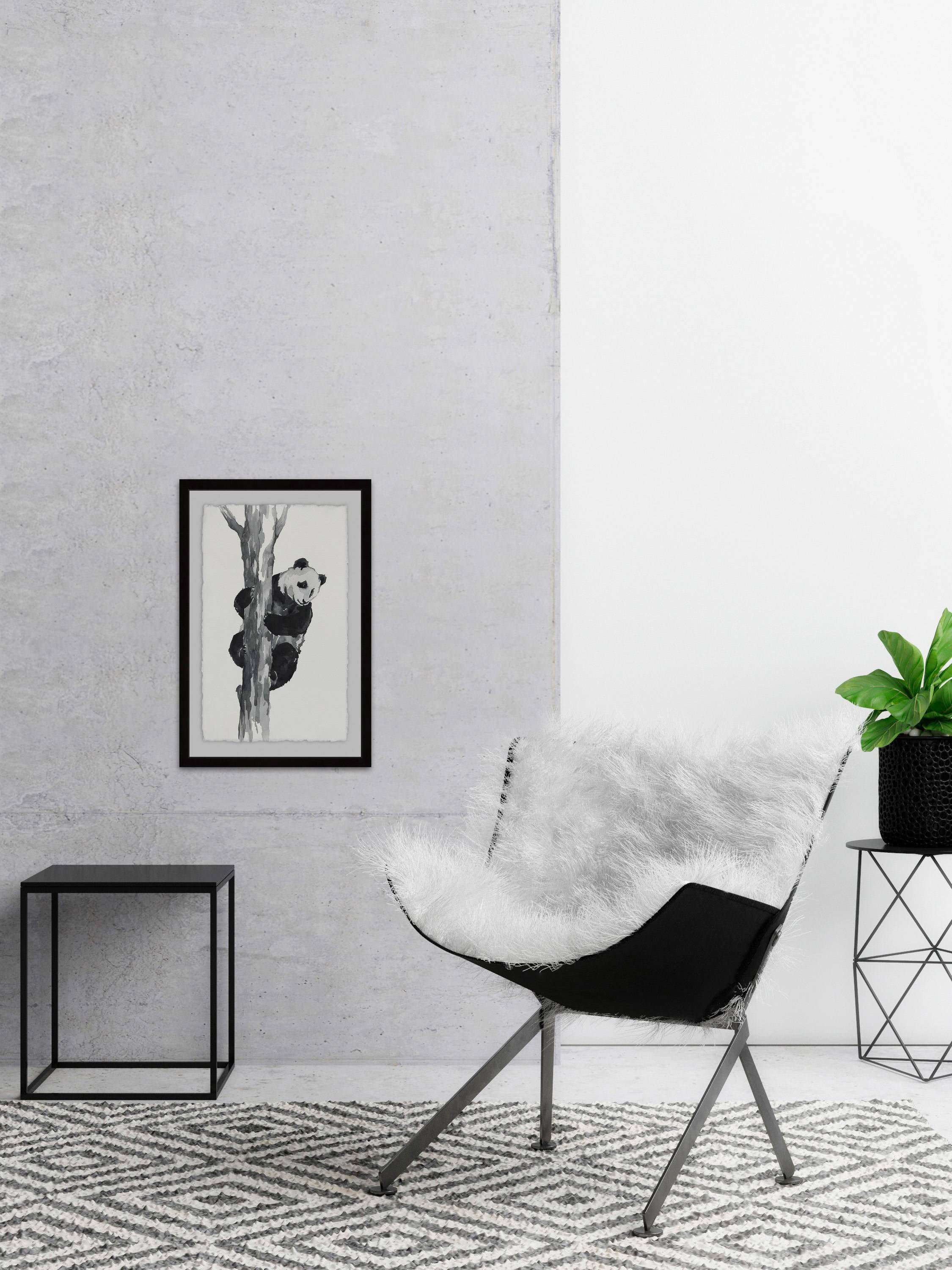 Brave Panda Framed Painting Print