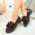 thumbnail image 6 of Gpaecead Women's Oversized Bow Embossed Platform Loafers Chunky Sole Slip On Patent Leather Comfort Shoes For Commute Campus Coffee, 6 of 8