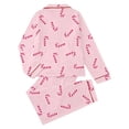 thumbnail image 3 of Luwomo Christmas Womens Casual Pajamas Sets Long Sleeve Flannel Santa Sugar Print Notched Collar Tops and Pants Cozy Loungewear for Home Holiday Season Ladies Sleepwear Suit,Pink,L, 3 of 9