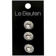 Le Bouton Silver 5/8" Glitz Crystal Shank Button, 3 Pieces