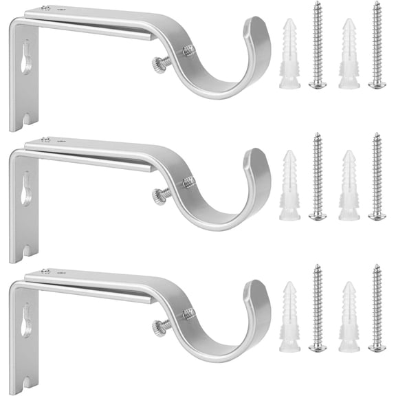 Set of 3 Adjustable Heavy Duty Curtain Rod Brackets Rod Holders Curtain Rod Brackets for 1 Inch Rod