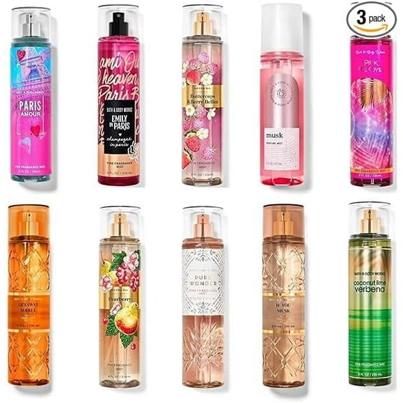 Bath and Body Works 3-Pack Random Miscellaneous Assorted Fine Fragrance Mists, 8 oz Each