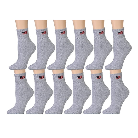 SOCKS'NBULK 12 Pairs Kids Ankle Athletic Sports Socks for Boys/Girls (4-6)