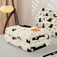 thumbnail image 5 of Manfei Cartoon Black Cat Zipper Queen Comforter Set with Fitted Sheet and 2 Pillowcases, Kawaii Kitten Paw Zipper Bedding Set, Cream Orange, Gray Reversible, 4 Pieces, 5 of 7