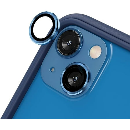 RhinoShield [Pack of 2] Camera Lens Protector Compatible with [iPhone 13/13 mini] | Impact Protection - High Clarity and Scratch/Fingerprint Resistant 9H Tempered Glass with Aluminum Trim - Blue