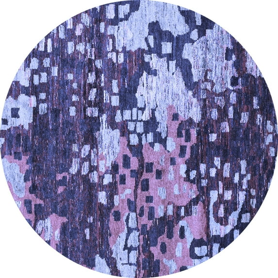Ahgly Company Indoor Round Abstract Blue Contemporary Area Rugs, 8' Round