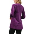thumbnail image 3 of INSPIRE CHIC Women's Velvet Top V Neck Long Sleeve Casual Loose Fit Blouse T-Shirt M Purple, 3 of 6