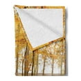 thumbnail image 2 of Rustic Soft Flannel Fleece Blanket, Rustic Bench in Orange Pale Autumn Park Mist Day November Love Fall Season Photo, Cozy Plush for Indoor and Outdoor Use, 60" x 80", Orange Brown, by Ambesonne, 2 of 5